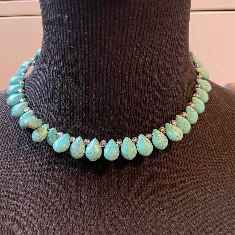 Faux turquoise bead choker
